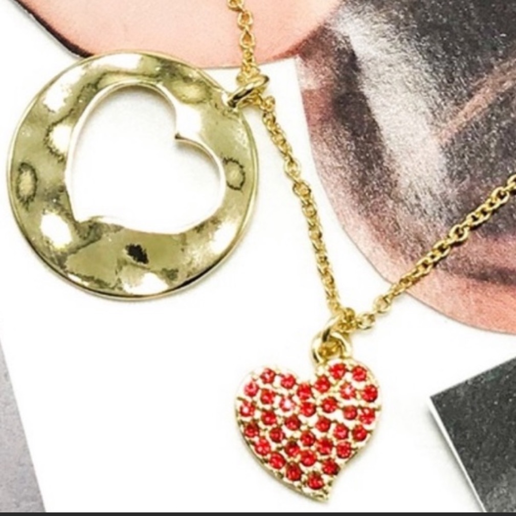 Heart Crystal Gold Pendant Necklace